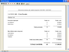 Anteprima di stampa resoconto economico cantiere