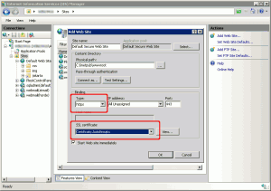 Creazione di un nuovo sito base per le connessioni HTTPS