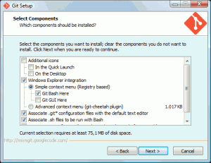 Opzioni d'installazione di Git sul client